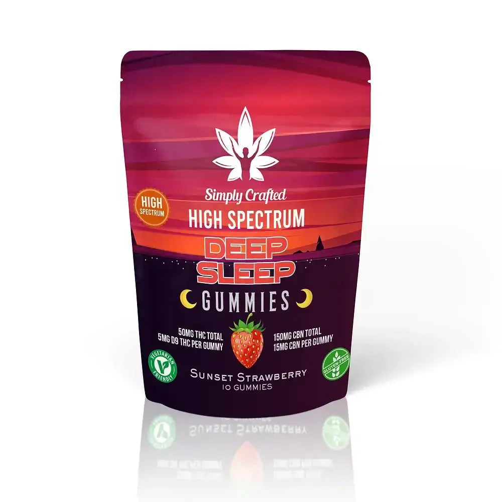 THC & CBN Sleep Gummies for restful nights - Deep Sleep Formula, packaged in a vibrant and inviting container.